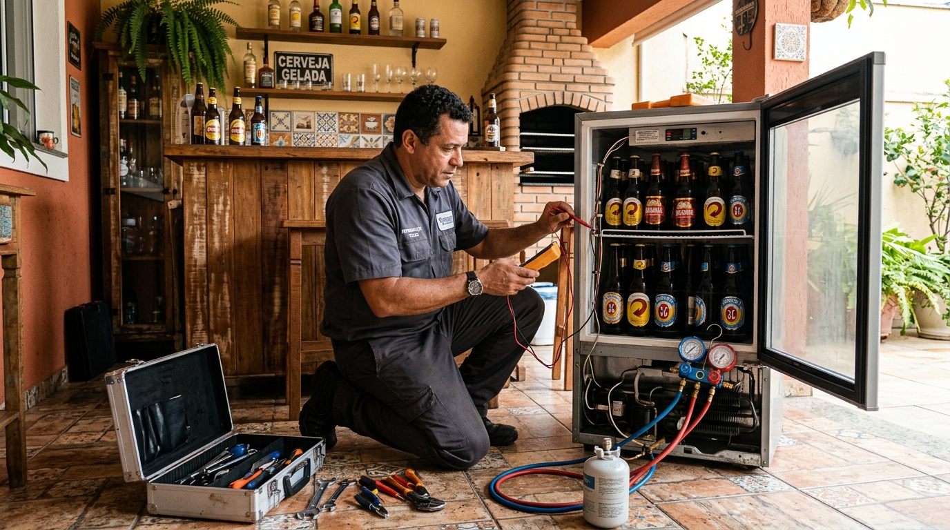 Recarga de gás refrigerante em cervejeira em atendimento em Belo Horizonte‑MG