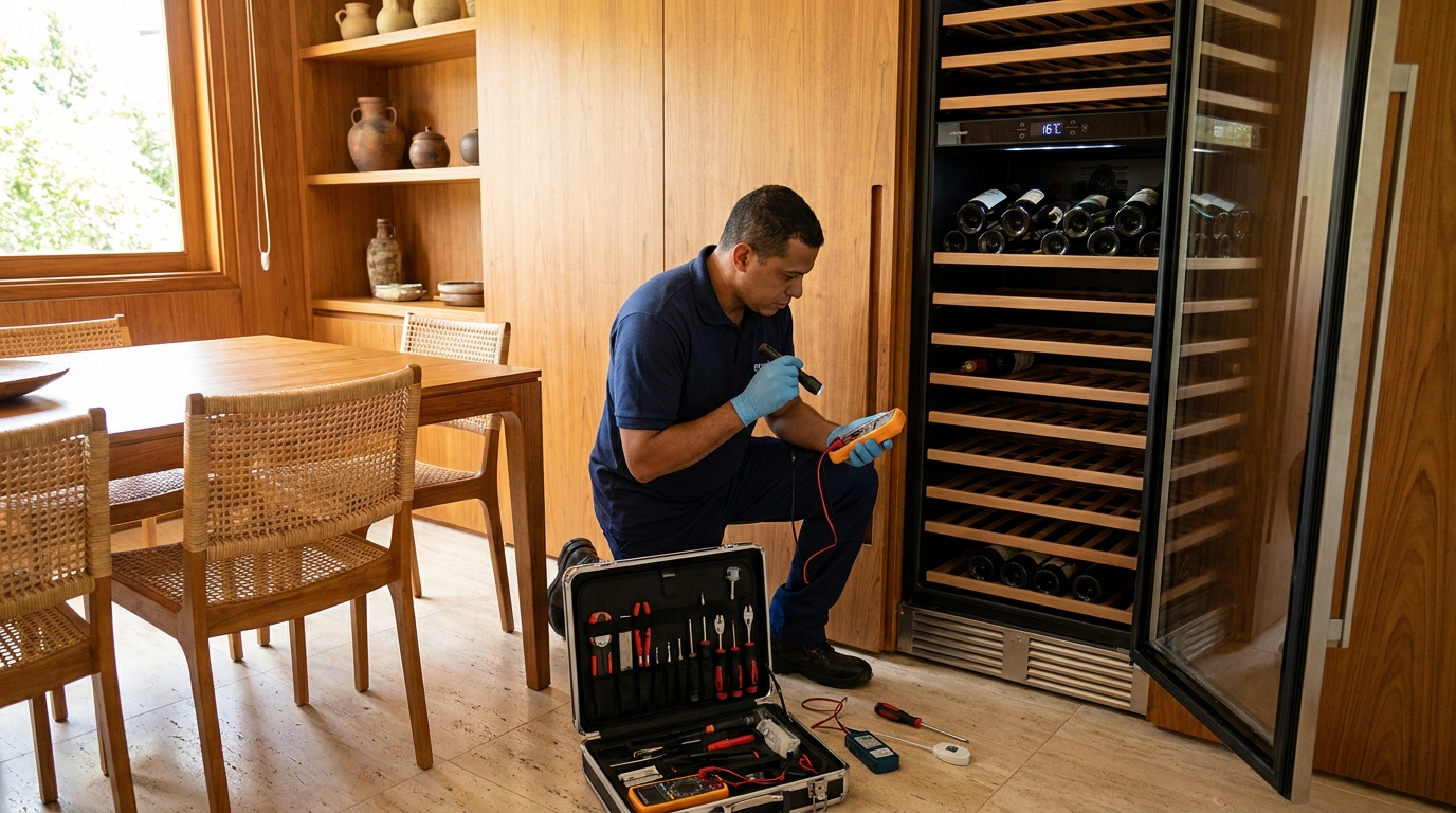 Troca de termostato de adega climatizada em atendimento técnico em Belo Horizonte‑MG
